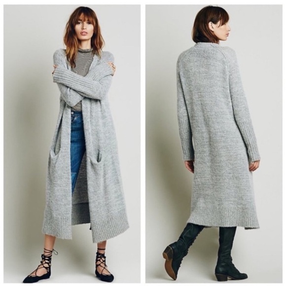 Free People Sweaters - FREE PEOPLE Santa Cruise Women's Wool Bland Gray Long Cardigan